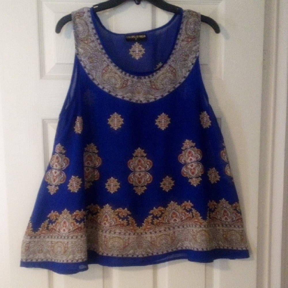 COLORS of INDIA -Elegant Blue Paisley Women's Top